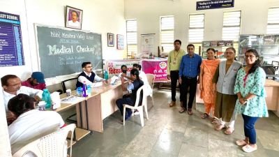 Vivekanand Vaidyak Pratishthan Vivekanand Hospital Bamnoli &  TB Lulla Charitable Foundation Sangli organised Anemia Camp at Nav Krishna Valley English Medium School on Friday 29th July 2022