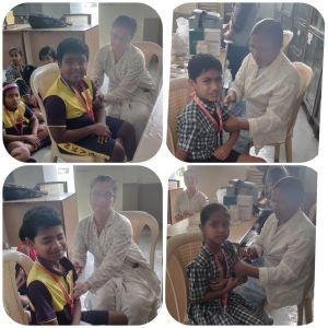 Today on the behalf of Bamnoli Primary Health Center*Sagittarius* (Dhanurwat) Vaccination is organised for classes 1st,4th & 10th students.
 Thank you