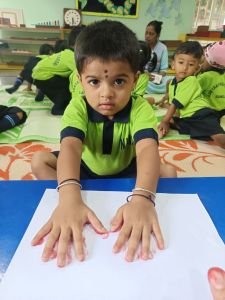 Nav krishna valley abhyaas All about me activity - Handprint activity photo updated in web side