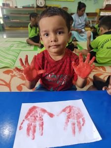 Nav krishna valley abhyaas All about me activity - Handprint activity photo updated in web side