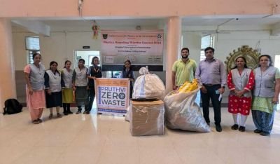 Under the Plastic Recycling Warrior Contest NKVS EM students have collected 55 kg  plastic and Its handed over to Mr Himanshu Lele of Pruthvi  Zero waste foundation. 