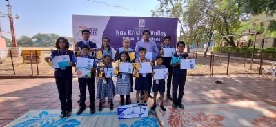 Rangotsav Prize Distribution Ceremony

Nav Krishna Valley School organized a Prize Distribution Ceremony to honor the talented students who excelled in the Rangotsav International Art Competition, securing the prestigious First Rank. The Principal, Mrs. Sangeeta Pagnis, received the trophy and appreciation shield and applauded the students for their creativity and dedication. The Vice Principal awarded the winners with medals and certificates during the school assembly. The school’s achievements included:

4 Art Merit Awards✨️✨️
24 Gold Medals ???? 
20 Silver Medals ????
12 Bronze Medals. ????

The event was a proud and inspiring moment, celebrating artistic excellence and hard work.