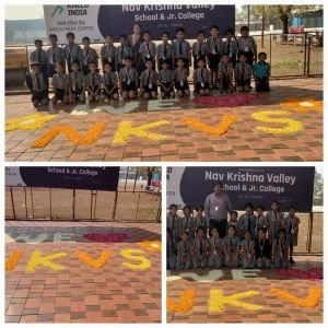        On 31st January 2025, the students of class 3rd of Nav krishna Valley School enthusiastically participated in a.???? *flower decoration activity at the assembly ground. ???? Under the guidance of Mahadevi teacher and Sunita Girave teacher , they created a beautiful rangoli with flowers, displaying the message 